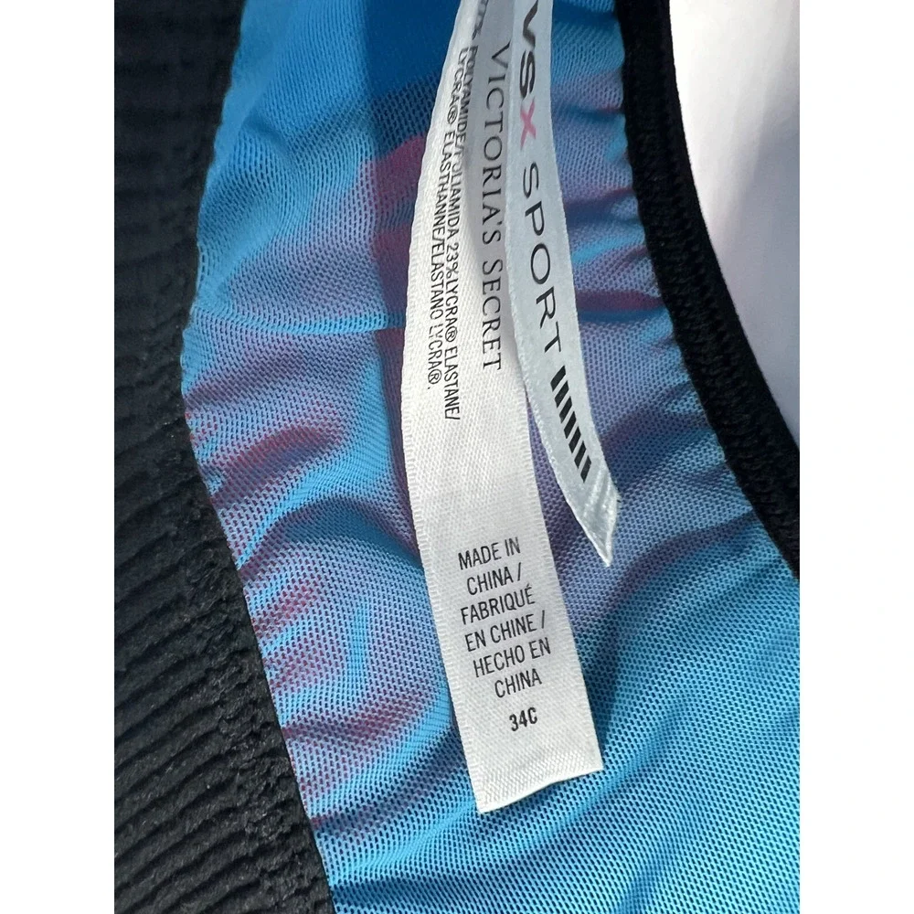 Victorias Secret Sport Bra Womens Size 34C Zip VSX Front Purple Blue Gym Workout